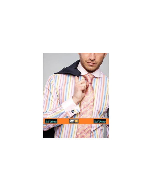 Men's Steven Land Multi Stripe Dress Shirt - Pink