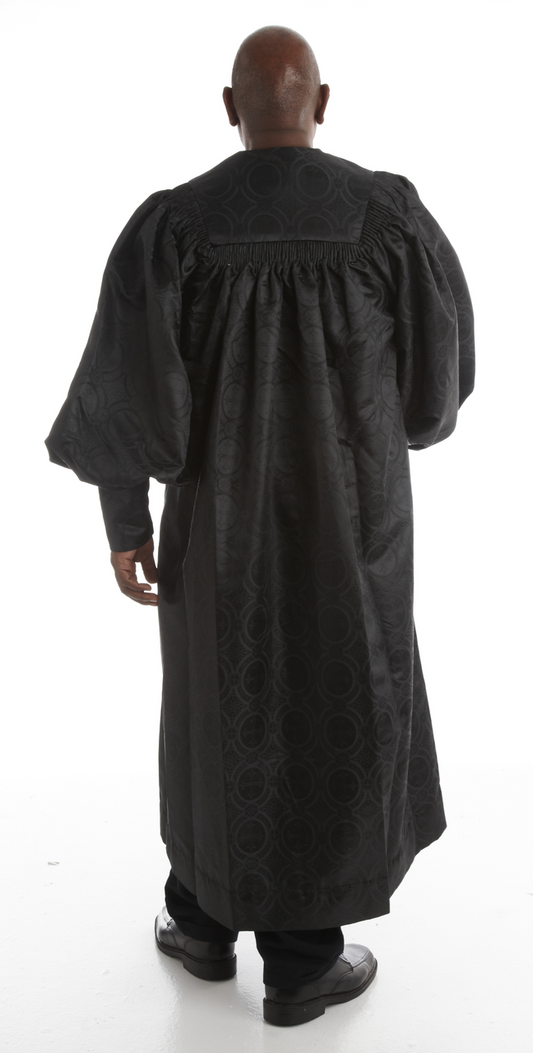 Men's & Women's Clergy Robe - Solid Black Brocade