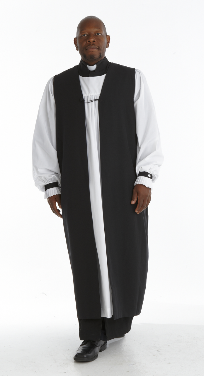 Traditional Clergy Chimere with Fluting - Black