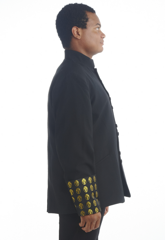 Men's Brocade Clergy Jacket - Black/Gold