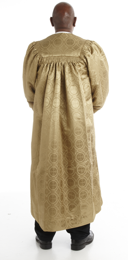 Men's & Women's Clergy Robe - Gold Brocade with Black