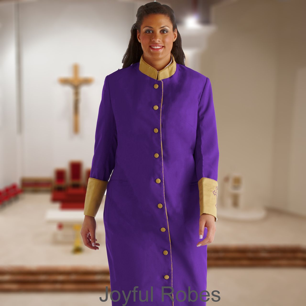 Women's Purple & Gold Clergy Robe Elegant Pastor Attire Suit Avenue Women's Purple & Gold Clergy Robe Elegant Pastor Attire Suit Avenue