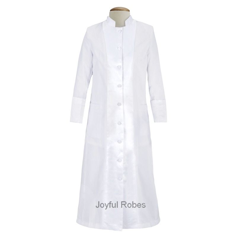 127 W. Women's Pastor/Clergy Robe with Satin - White/White