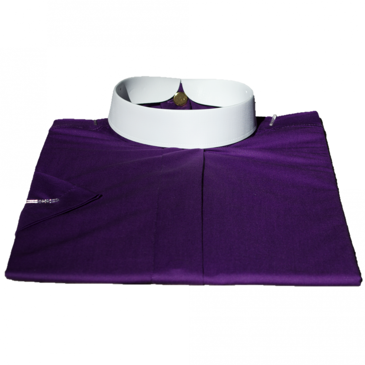 255. Men's Short-Sleeve (Banded) Full-Collar Clergy Shirt - Purple