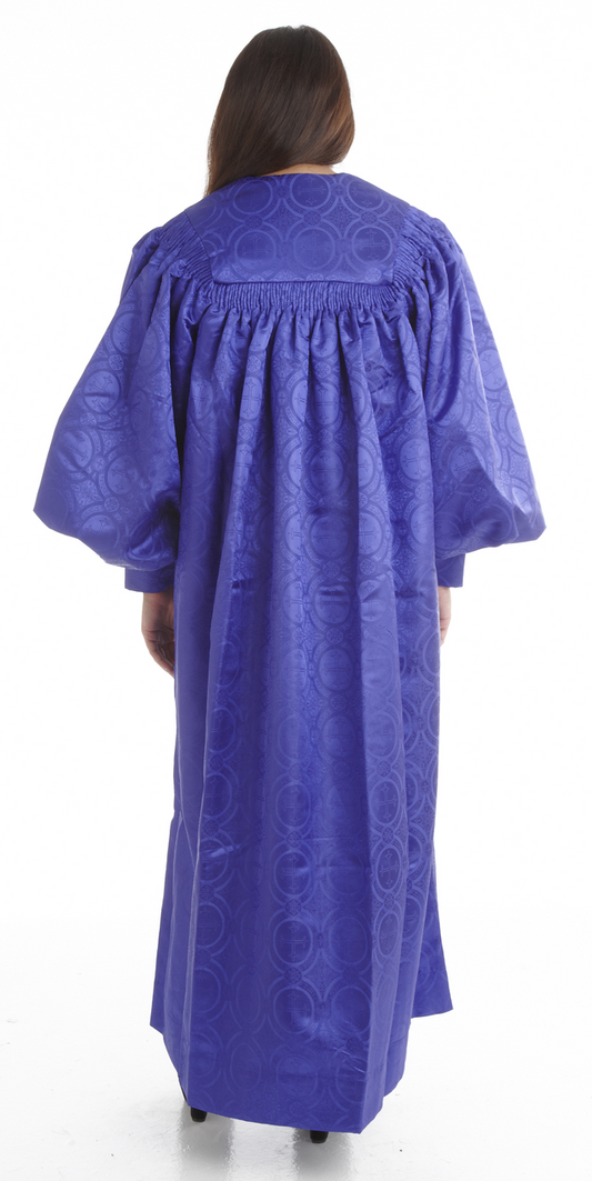 Men's & Women's Clergy Robe - Purple Brocade with White