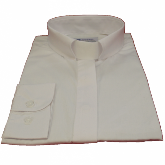 Women's Long-Sleeve Tab Collar Clergy Shirt - White