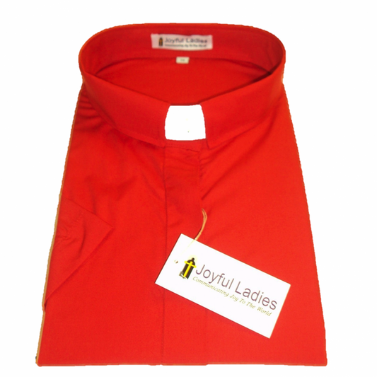 Women's Short-Sleeve Tab-Collar Clergy Shirt - Red