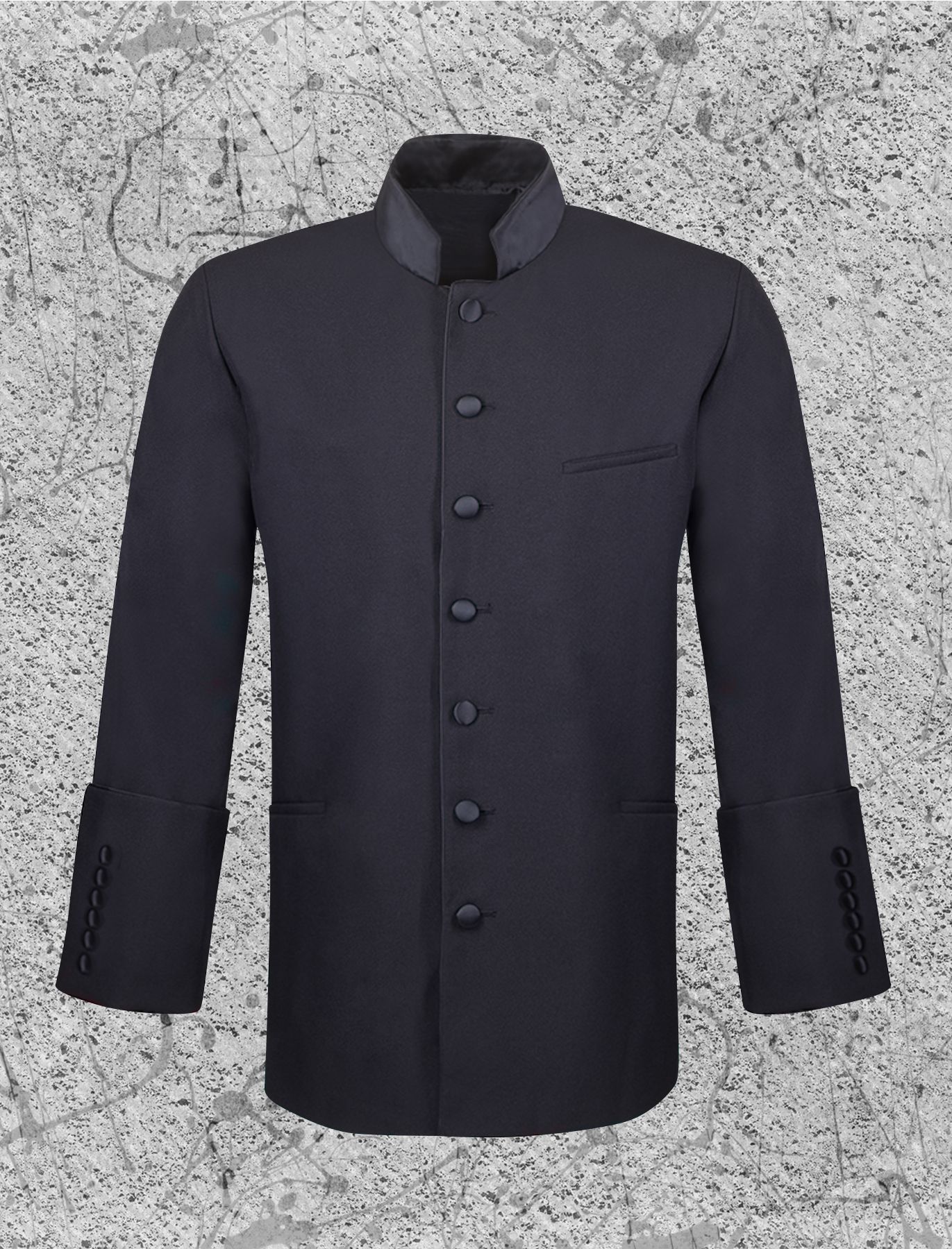 Men's Clergy Jacket Black with Gold Trimming Clerical Frock
