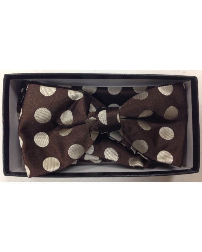 Men's Supreme© Polka Dot Bow Tie + Hanky - Brown & Beige
