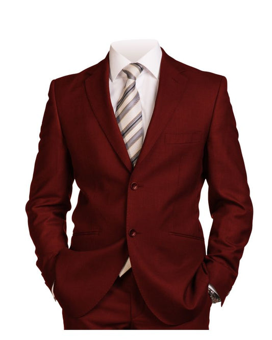 Men's Italian-Style Single-Breasted Suit - Burgundy