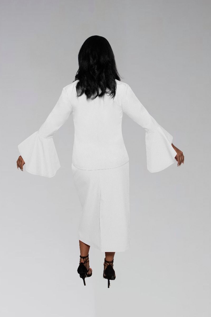 791 W. Women's Clergy Suit - White/Red Flared Sleeve