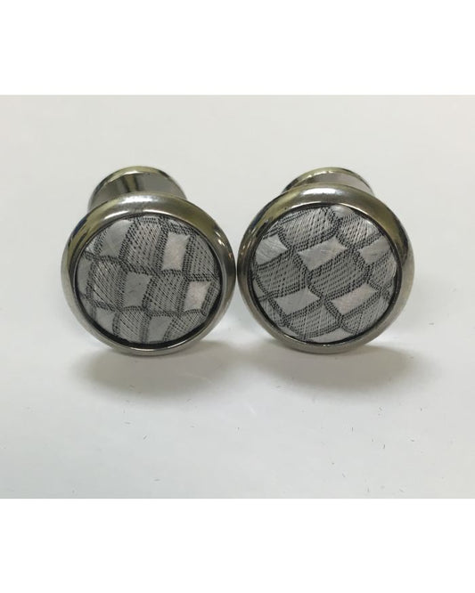 Exquisite Fabric Cufflinks - Silver Gray