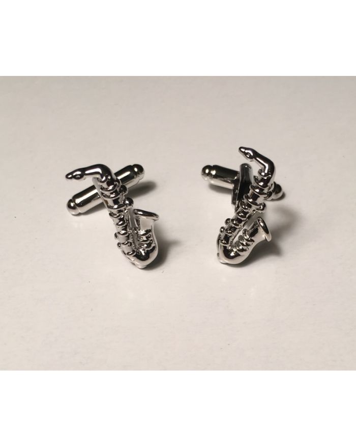 2 Pc. 3D Jazzy Saxaphone Classy Musical Player Cufflinks