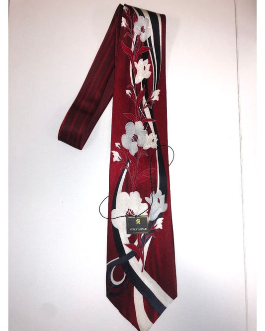 Stacy Adams Premium Handmade Silk Neck Tie - Red Floral Designo