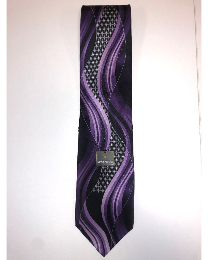 **Stacy Adams Premium Handmade Silk Neck Tie - Purple & Black Designo