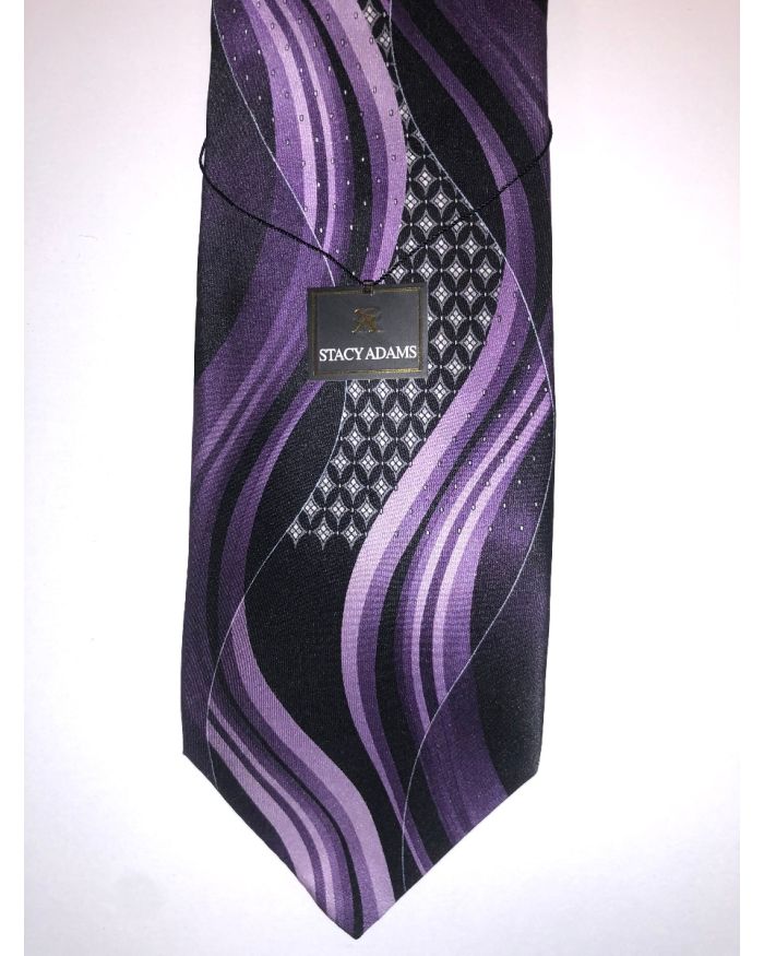 **Stacy Adams Premium Handmade Silk Neck Tie - Purple & Black Designo
