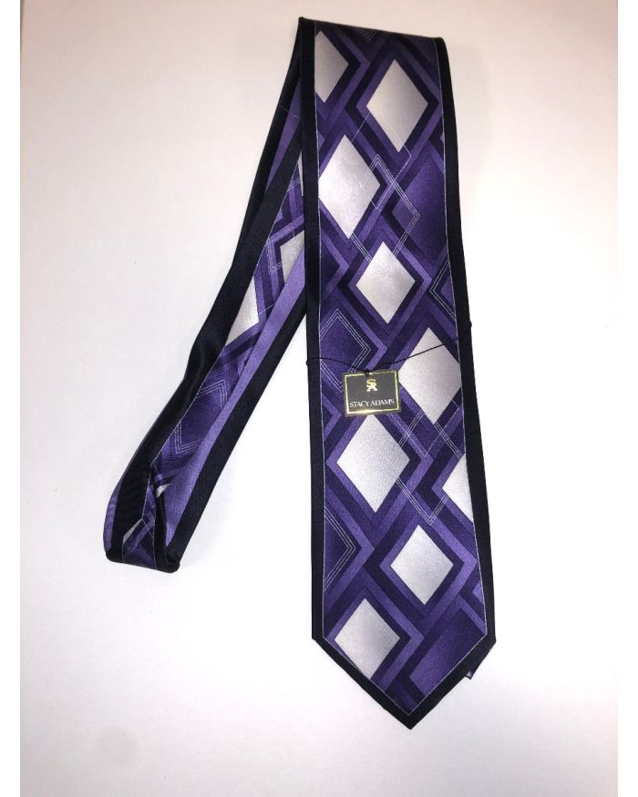 **Stacy Adams Premium Handmade Silk Neck Tie - Purple Diamond