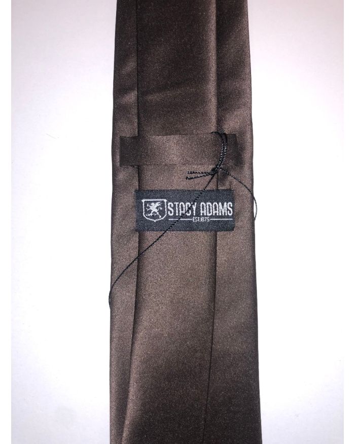 **Stacy Adams Premium Handmade Silk Slim Neck Tie AND HANKY - Solid Brown