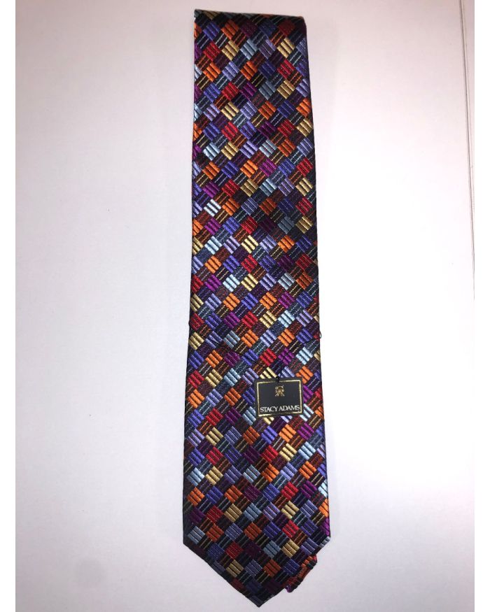 **Stacy Adams Premium Handmade Silk Neck Tie - Multi Color Checks