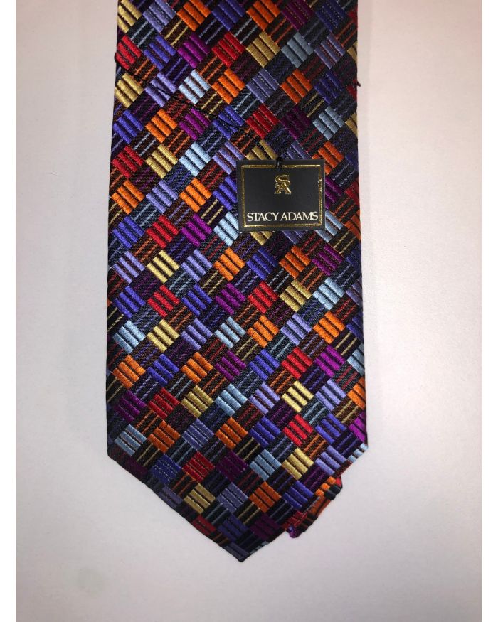 **Stacy Adams Premium Handmade Silk Neck Tie - Multi Color Checks