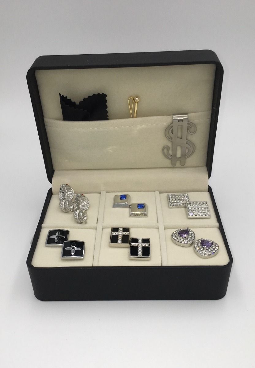 The Stone Box 6 Pairs of Cufflinks, Money Clip, Collar Bar