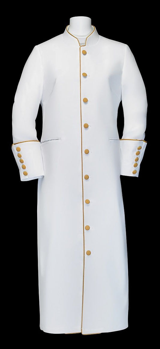 Ladies Clergy/Pastor Robe - White/Gold Trim