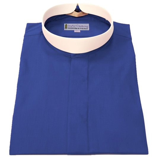 Women's Short-Sleeve (Banded) Full-Collar Clergy Shirt - Royal Blue