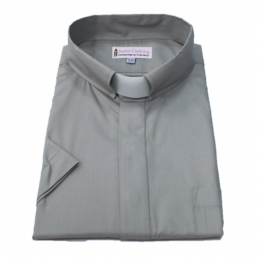 Women's Short-Sleeve Tab-Collar Clergy Shirt - Gray