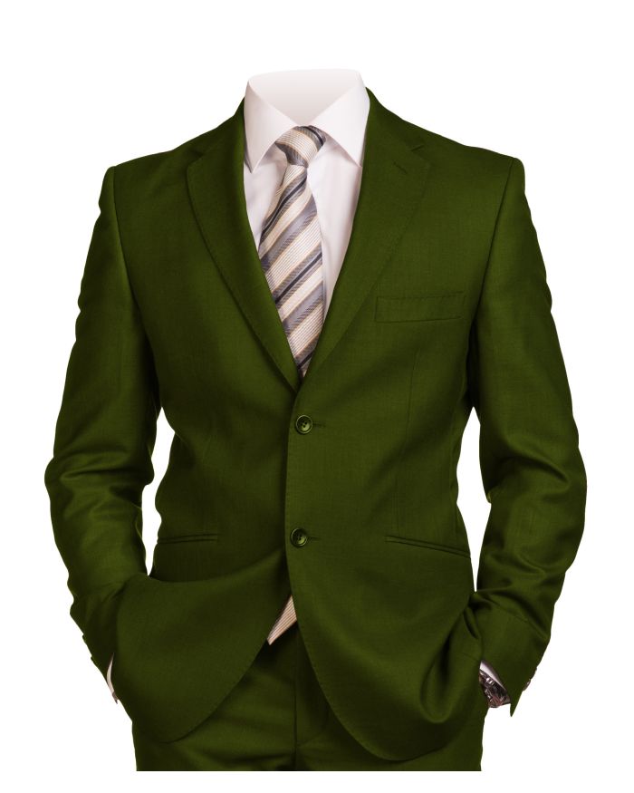 Men's Italian-Style Single-Breasted Suit - Olive