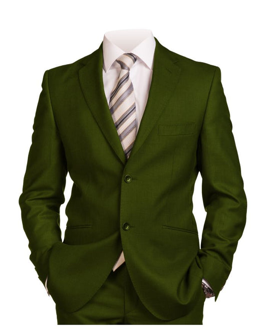 Men's Italian-Style Single-Breasted Suit - Olive