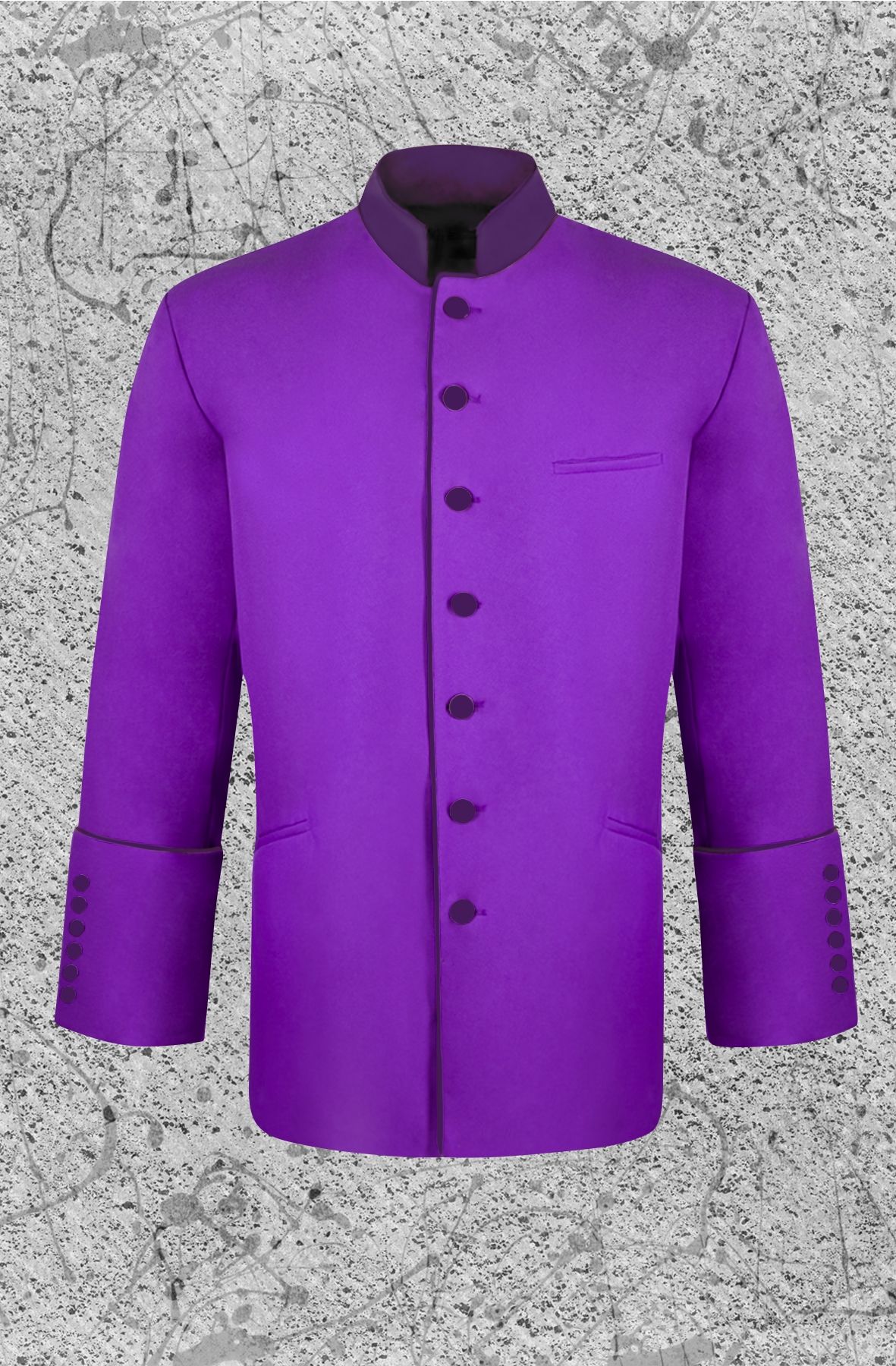 Men's Clergy Jacket Purple and Purple Trimming Clerical Frock