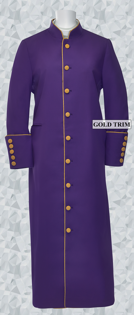 Women's Clergy/Pastor Robe - Purple/Gold Trim