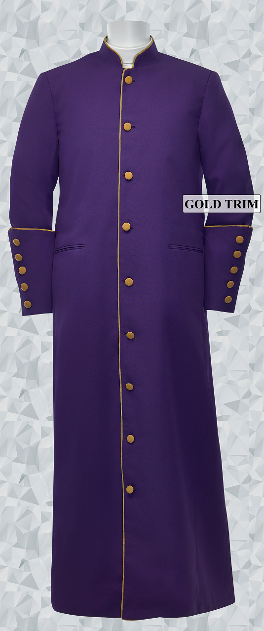 162 M. Men's Clergy/Pastor Robe - Purple/Gold Trim