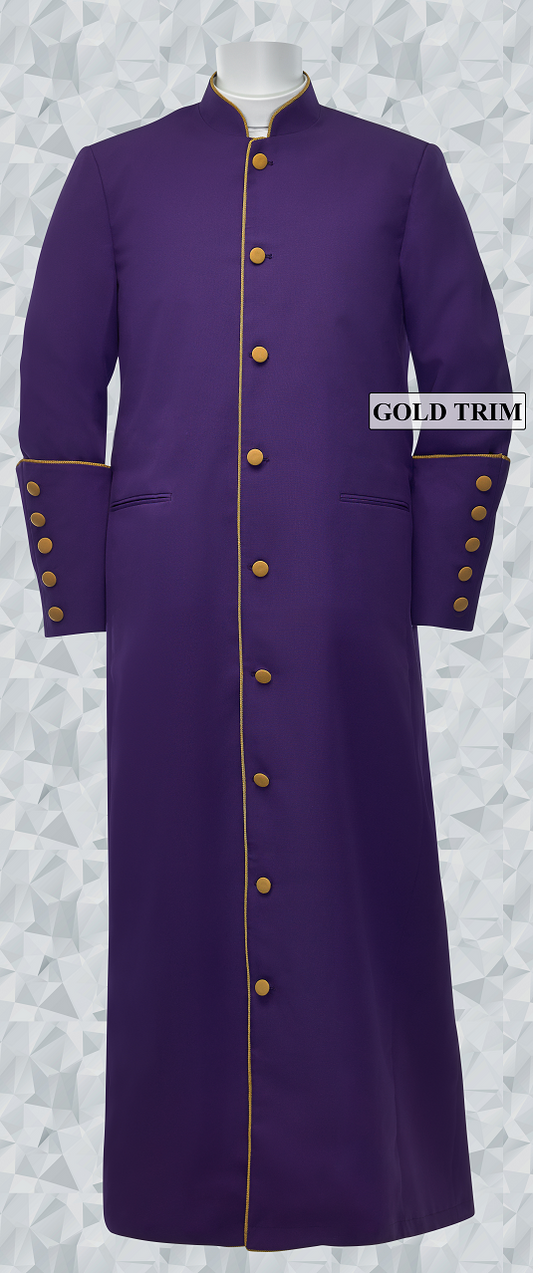 Men's Clergy/Pastor Robe - Purple/Gold Trim