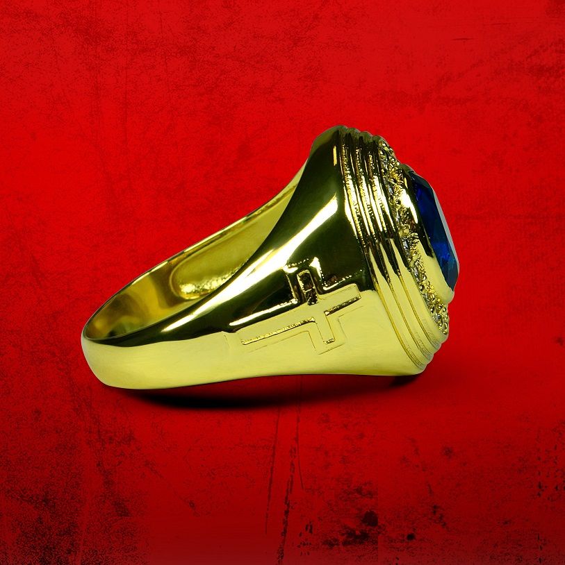 Mens Premium Apostle Ring with Red Stone - Gold w/ Red