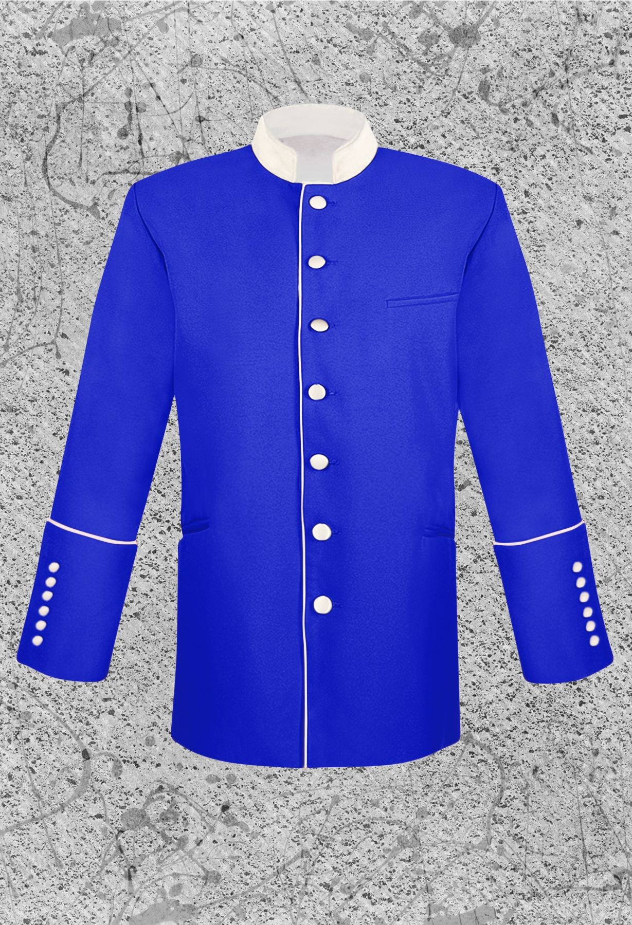 Men's Clergy Jacket Royal Blue and White Trimming Clerical
