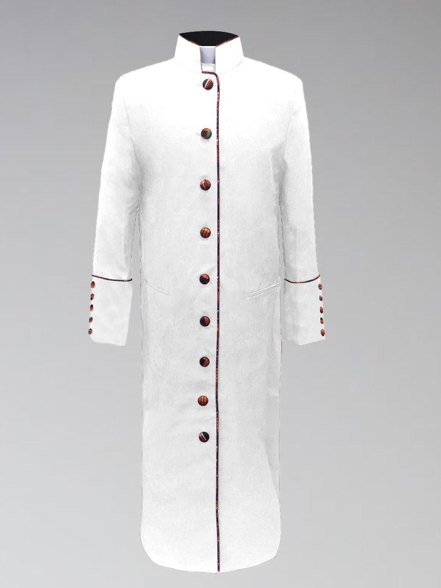 *Featured* Women's Clergy Robe - White with African Kente Cloth TRIM