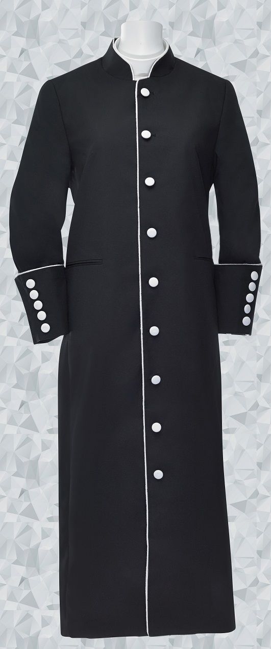 151 W. Women's Clergy Robe Black/White Trim