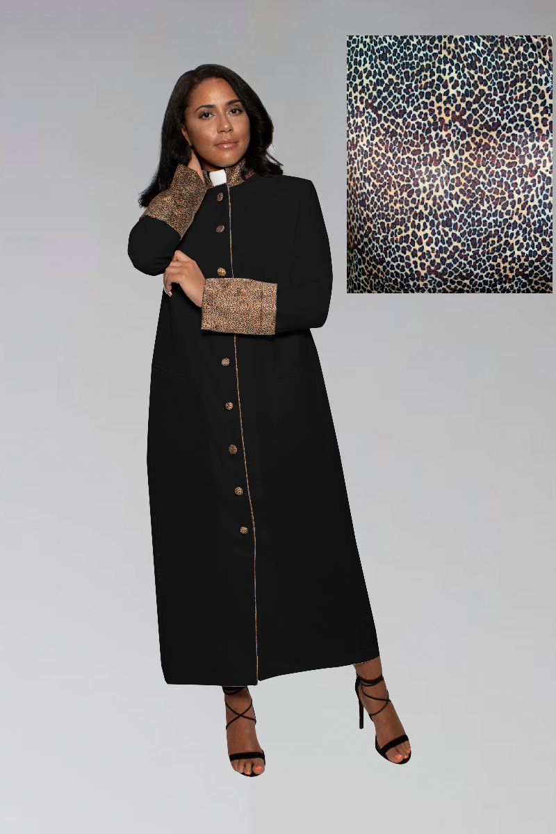 Suit Avenue Exclusive Women's Clergy Robe - Black with Exotic Print