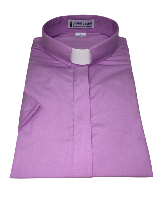 Women's Short-Sleeve Tab-Collar Clergy Shirt - Lavender