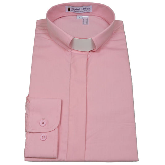 Women's Long-Sleeve Tab-Collar Clergy Shirt - Pink