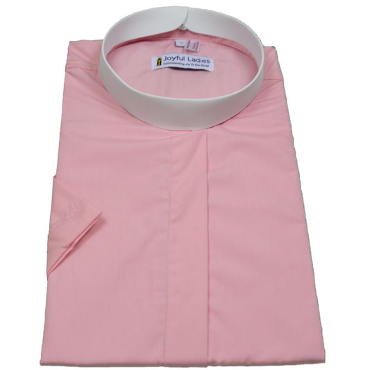 Women's Short-Sleeve (Banded) Full-Collar Clergy Shirt - Pink
