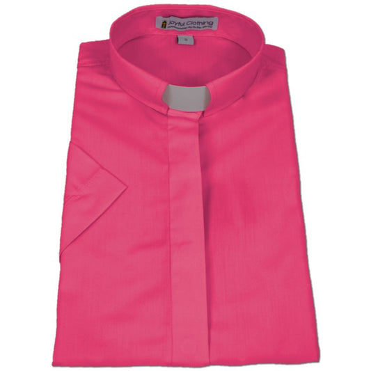 Women's Short-Sleeve Tab-Collar Clergy Shirt - Fuchsia
