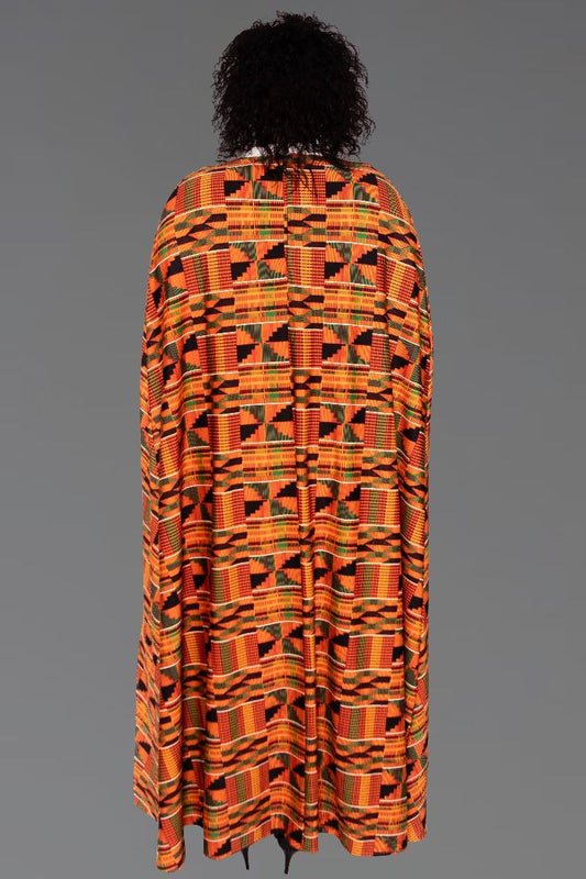 Ladies Clergy Dress - White with Modern Kente CAPE