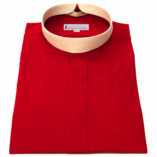 Women's Short-Sleeve (Banded) Full-Collar Clergy Shirt - Red