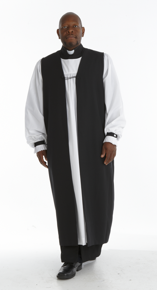 Traditional Clergy Chimere with Fluting - Black