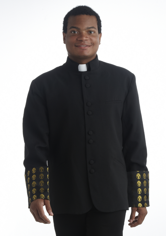 Men's Brocade Clergy Jacket - Black/Gold