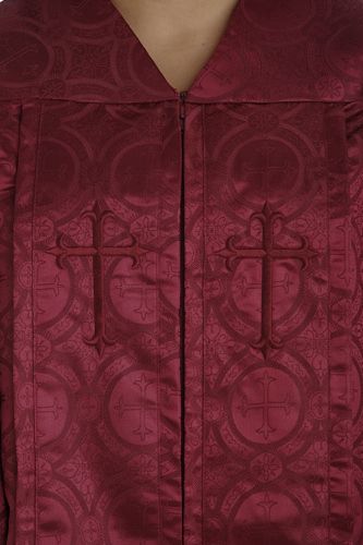 956 P. Men's & Women's Clergy Robe - Solid Burgundy Brocade