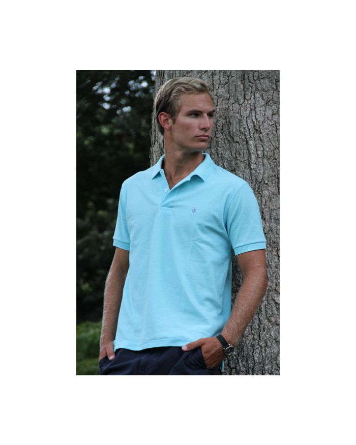 Men's Made In The South NC Cotton Polo Shirt - Turquoise Blue
