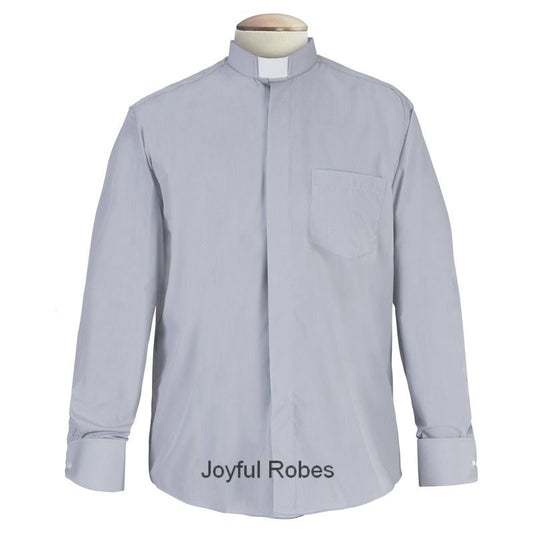111. Men's Long-Sleeve Tab-Collar Clergy Shirt - Grey